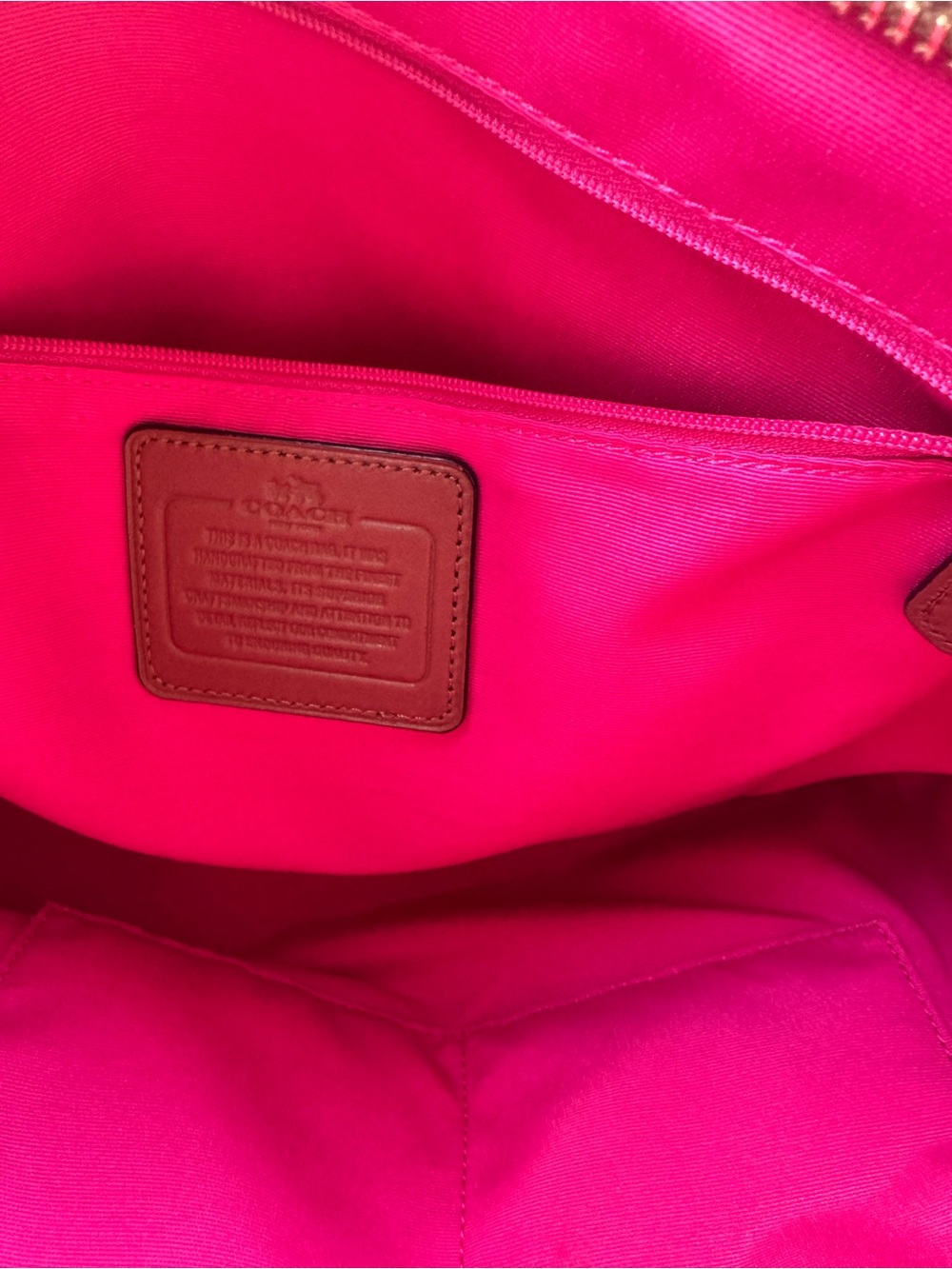 Coach Signature Stripe Tote Bag Brown Canvas Pink Red Stripe Large Carryall - Picture 7 of 12